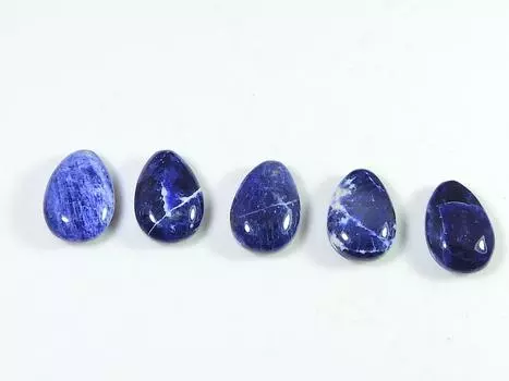 23Cts. Натуральный голубой содалит груша кабошон драгоценный камень россыпью 05 шт. лот 10X14MM RQ-1972