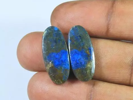 23Cts. Натуральный Лазурит (10X23X02 мм каждый) Пара кабошонов овальной формы SK-3103