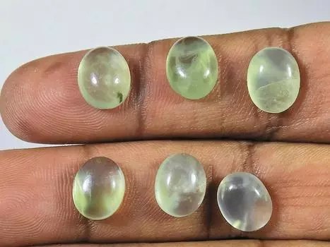 23Cts. Натуральный зеленый пренит овальный кабошон драгоценный камень 06 шт. лот 8X10MM RQ-1941