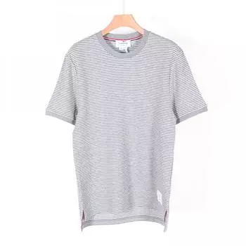 23FW Футболка с короткими рукавами Tom Brown в тонкую полоску, круглая, серая, микровафельная, MJS235A J0103 055