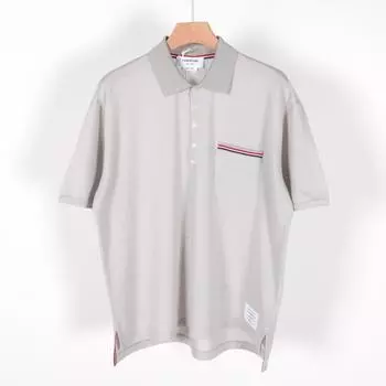 23FW Thom Browne Футболка-поло с короткими рукавами и карманами RWB Натурально-белый MJP180AJ0085113