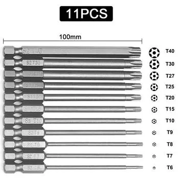 23pcs 50-100mm Hollow Plum Blossom Extended S2 Screwdriver Set with Hexagonal Handle Screwdriver Bit Screwdriver Tool