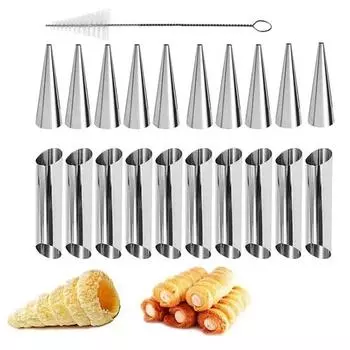 23Pcs/Set Kitchen Stainless Steel Baking Cones Cream Horn Mold Pastry Roll Cake Mold Cookie Dessert Baking Tool Baking Accessory