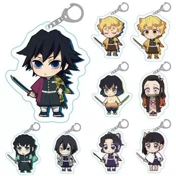 23Styles Подарки Kimetsu No Yaiba Акриловый Брелок Милый Kawaii Demon Slayer Аниме Брелок Украшение