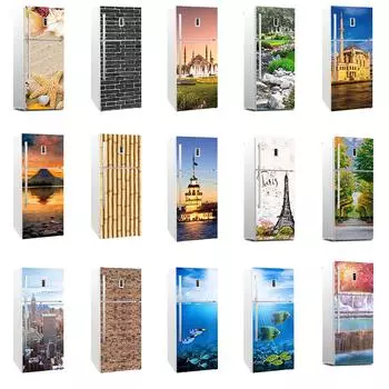23tyle красивые пейзажи наклейки на холодильник крышка холодильника дверная виниловая самоклеящаяся кухонная мебель Декор обертка наклейка для морозильной камеры DIY 40x120cm