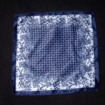 23x23cm Foreign Trade Original Order Ruyi Pattern Printed Square Scarf Blue and white porcelain Ruyi pattern