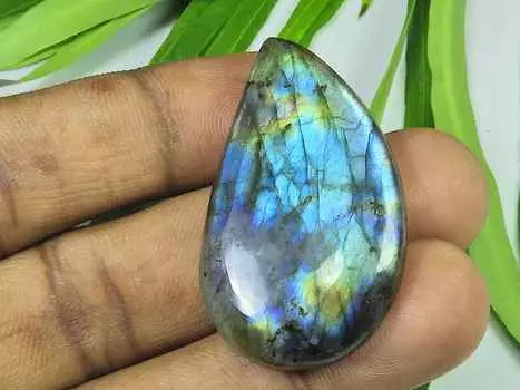 23X42X5MM Multi Fire Labradorite Pear Cabochon Loose Natural Gemstone 57Cts. SK-3939