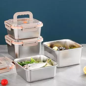 2400 мл/1800 мл нержавеющая сталь контейнер для фруктов, портативный ланч-бокс, контейнер для хранения фруктов, контейнер для хранения продуктов питания для холодильника, с подогревом