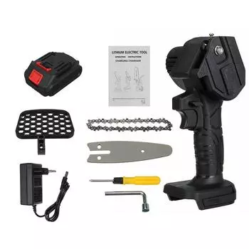 2400 Вт 4-дюймовый мини-электрический дисплей бензопилы, перезаряжаемый садовый деревообрабатывающий электроинструмент для батареи Makita 18 В 1*Battery чёрный