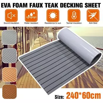 2400x900/600x5 мм EVA Foam Искусственный тиковый лист для палубы лодки Самоклеящийся морской пол Коврик для палубы лодки Аксессуары для яхт Серый Коричневый