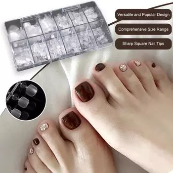 240/504 шт. DIY педикюрные патчи с квадратным носком для ногтей, пресс для полного покрытия, набор для наращивания накладных ногтей, прозрачные матовые накладные ногти для салона и красоты A