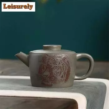 240 мл чайники из фиолетовой глины Исин, ручной работы, маленький большой чайник, круглая руда, кожа краба, голубая грязь, чайник для заваривания чая, чайный сервиз Zisha