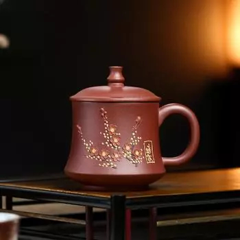 240 мл изысканная исинская ретро-фиолетовая глиняная кружка для чая, знаменитая ручная работа, цветущая слива, офисная кружка для воды, подарочная коллекция, чайник