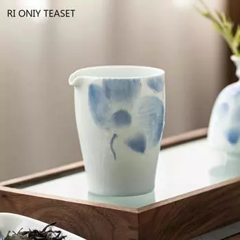 240 мл китайская ретро керамическая ярмарочная чашка ручной работы Ча Хай расписанная вручную чашка с рисунком лотоса домашний фарфоровый чайный сервиз аксессуары