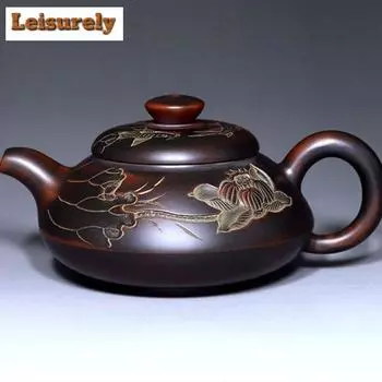 240 мл китайский керамический чайник Qinzhou Nixing, знаменитый ручной работы, фиолетовый глиняный чайник, красивый заварочный чайник, чайный сервиз, индивидуальный