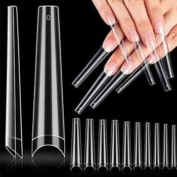 240 шт. 3XL No C Curve Long Coffin Nail Tips Half Cover Clear Extra Long Direct French Nail Tool Supply