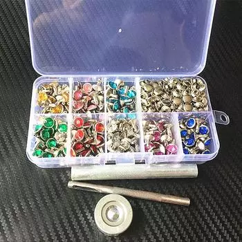 240 шт., 8 цветов, двойная крышка, панк, алмазные шипы, заклепки, шпильки со стразами, декор, заклепки для сумки, джинсов, кожаный ремень, сделай сам, + крепежный инструмент only rivets