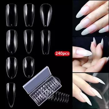 240 шт. французских стилетов с полным покрытием, накладные ногти, чистые, бесследные и ультратонкие, советы по искусству ногтей, модный дизайн маникюра 240PCS