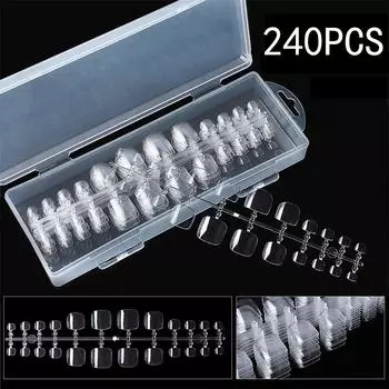 240 шт. прозрачных акриловых типсов для ногтей, французский накладной ноготь, 500 шт., маникюрные накладные ногти с УФ-гелем, полупокрытие, накладной ноготь 240PC