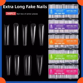 240 шт. удлиненные накладные ногти Press on Nail #01