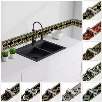 240 см Длина Роскошный Плинтус Угловая Настенная Наклейка Ванная Комната Офис Стеклянная Талия Домашний Декор Водонепроницаемый Пол Волновод Художественные Обои 10cmX240cm