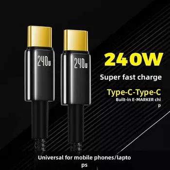 240 Вт цинковый сплав сверхбыстрый кабель для зарядки Type-C на Type-C для iPhone15 Samsung Xiaomi HUAWEI MacBook 1.2m чёрный