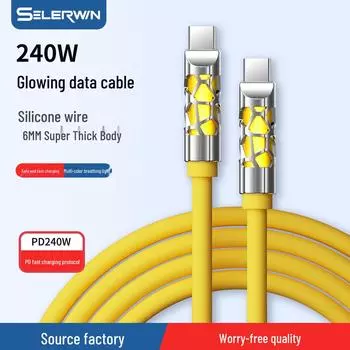 240 Вт Цветной Жидкий Силиконовый Кабель для Быстрой Зарядки Type-C для Apple, Android и Ноутбуков - Бесплатная Доставка 1.2m