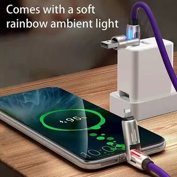 240 Вт сверхбыстрый зарядный кабель 4 в 1 многоразъемное зарядное устройство вращающийся угловой USB-Type-C 1,2 м мобильный телефон зарядный кабель фиолетовый