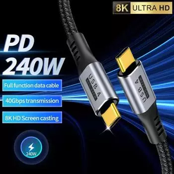 240 Вт USB4 кабель PD кабель быстрой зарядки 8K@60Hz 40Gbps Type-c кабель для передачи данных и видео для Samsung Xiaomi Macbook Pro iPad 0.5m