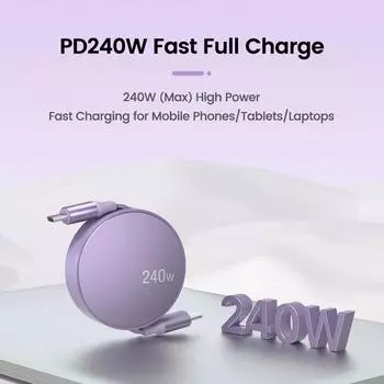 240 Вт USB C - USB C PD кабель для iPhone 15 Pro Max PD быстрая зарядка шнур данных выдвижной зарядный кабель типа C провод для ноутбука белый