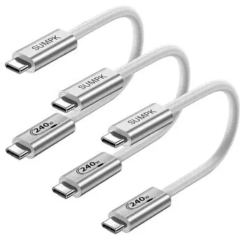 240 W USB C to USB C cable 30 cm, SUMPK short USB C cable fast charging cable for iPhone 15/15 Pro Compatible with Max and Samsung Galaxy S 23 22 21