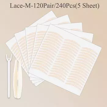 240Pcs Double Fold Eyelid Tape Sticker Lace Nature Clear Beige Stripe Self-adhesive Natural Eye Makeup Make Up With Tool New