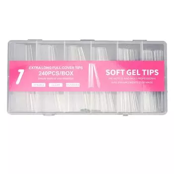 240pcs Long Fake Nail Professional Home Salon DIY Transparent Full Cover Nail Tip for Nail Artist