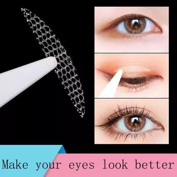 240pcs/Set Gauze Lace Mesh Olive-shaped Eyelid Paste-shaped Invisible Double Fold Eyelid Shadow Tape Sticker Beauty Tool