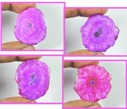 244Cts. Окрашенный солнечный друзовый агат 4 шт., кристальный драгоценный камень, лот 31-37 мм RQ-1108