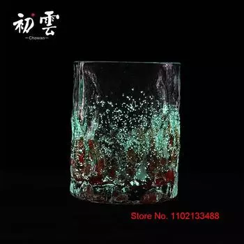 245 мл розовые светящиеся бокалы для виски Сакура снег художественная концепция хрустальный подарок для вина стакан светящаяся чашка для виски для женщин пивная кружка 1 Piece 245ml