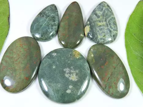 246Cts. Натуральный океанический яшмовый микс кабошон драгоценный камень россыпью 06 шт. лот 32-37 мм RQ-1118