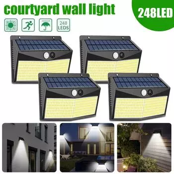 248/LED солнечные уличные светильники с датчиком движения на солнечной батарее прожекторы IP65 водонепроницаемый 3 режима настенный светильник для сада крыльца двора 248LED-1PCS