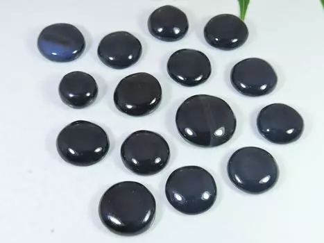 248Cts. Натуральный черный оникс круглый кабошон драгоценный камень россыпью 14 шт. лот 15-19 мм RQ-2551
