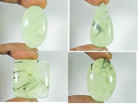 248Cts. Натуральный зеленый пренит микс кабошон драгоценный камень россыпью 4 шт. лот 32-36 мм RQ-1286