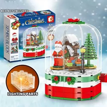 249 шт. DIY City Winter House Snowman Christmas Tree Building Block Friends Party Mini Block Puzzle Toy For Children Christmas Gift without box