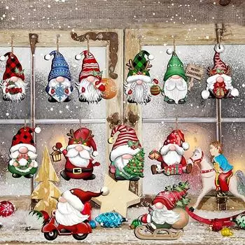24/12 шт. рождественские деревянные Санта-Клаусы, многоцветные подвески в виде Санта-Клауса, 2025, рождественские вечеринки, детские новогодние подарки, упаковка