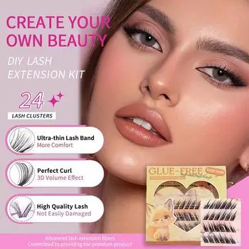24/20 пучков одиночных бесклеевых накладных ресниц 7-13 мм, многофункциональные самоклеящиеся накладные ресницы