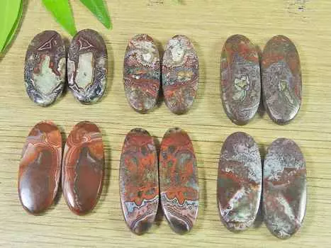 24-27MM натуральный сумасшедший кружевной агат овальная пара драгоценных камней россыпью 6 пар лот RQ-2368