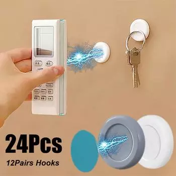 24/2 шт. Магнитные крючки с защитой от потери, настенное крепление, магнитный держатель для пульта дистанционного управления, крючки, держатель для хранения наклеек на холодильник, домашний органайзер, крючки