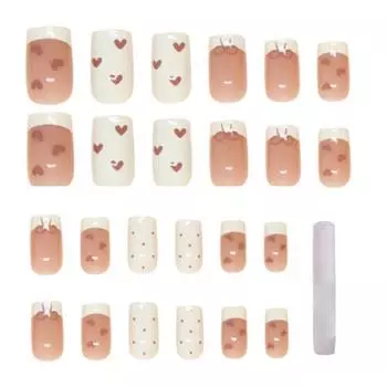 24/30 шт./комплект накладных ногтей с клеем, квадратные длинные накладные ногти, съемные, для домашнего салона, для женщин и девочек, полное покрытие, набор для накладных ногтей из пластика C