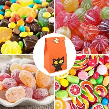 24/32/40 шт. Мешок для конфет на Хэллоуин, забавный бумажный пакет с плоским горлышком 40pcs