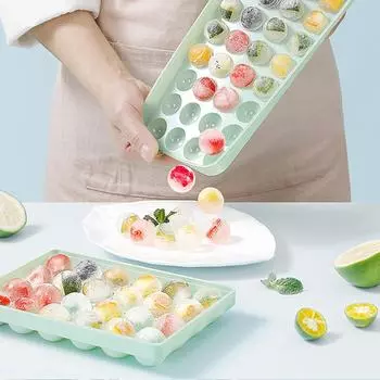 24/36 Круглый лоток для льда с крышкой, пластиковая форма для льда в форме ромба, сферические формы для холодильника, самодельные формы для изготовления ледяных шариков, кухонные принадлежности