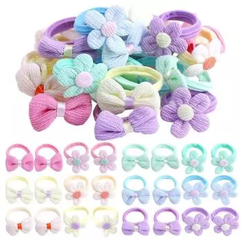 24/36 шт. резинки для волос для девочек - милые цветочные эластичные резинки для волос, бесшовные резинки для хвостиков для маленьких девочек 24PCS