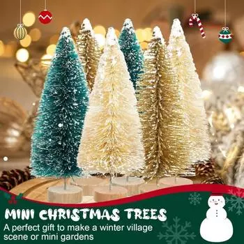 24/45 шт. Мини-елка, искусственные мини-сосны с деревянной основой, многоразовые красочные елочные украшения для домашней вечеринки своими руками A